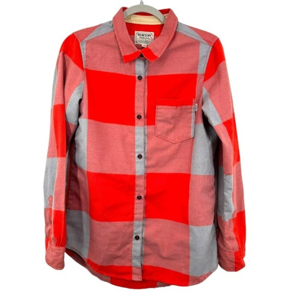 Burton Red Flannel Shirt Button Up‎ Plaid Women's Medium Ski Snowboard Outdoor